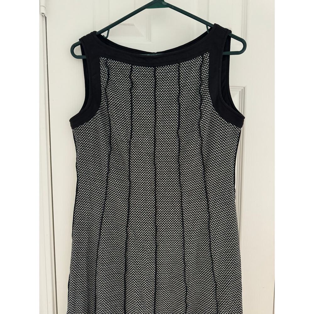 Vintage 90's Sandra Darren Black White Knit Fit & Flare Sleeveless Midi Dress 10 - Picture 8 of 12